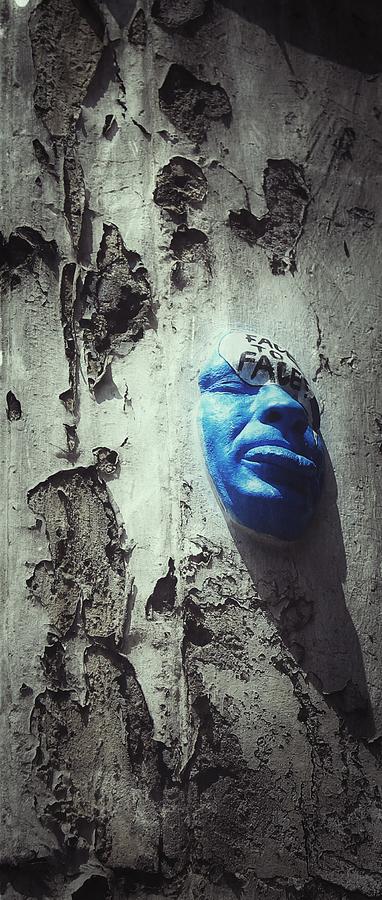 Blue Photograph - The Blue Face Wall by Christian Smit