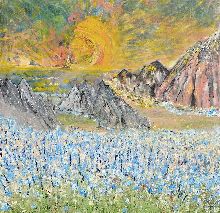 The Blue Field Painting by Evelina Popilian