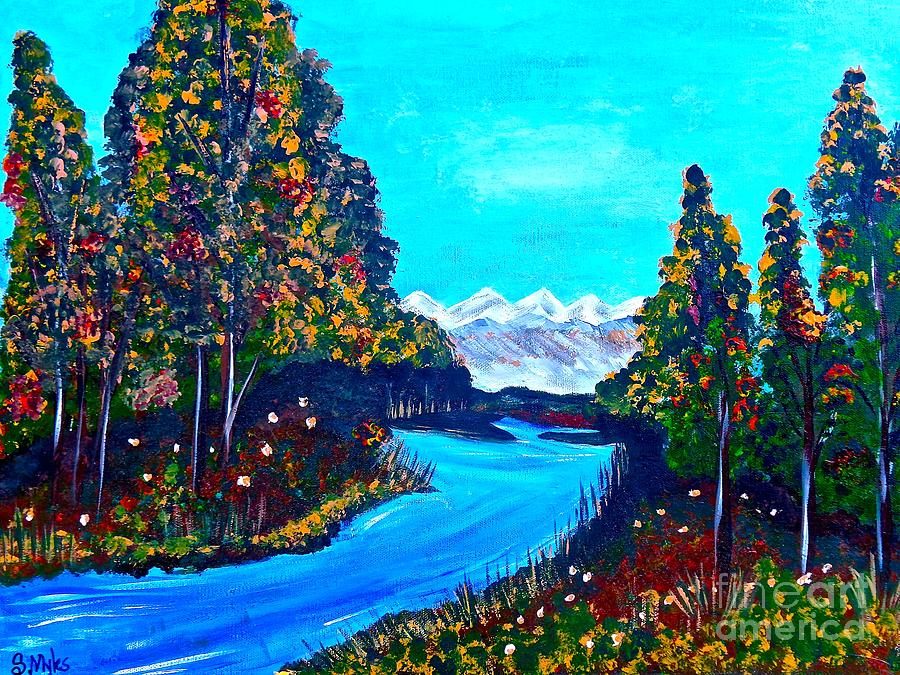 The Blue River  Painting by Saundra Myles