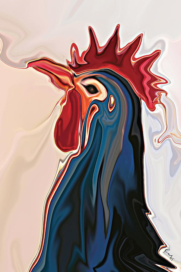 The Blue  Rooster Painting