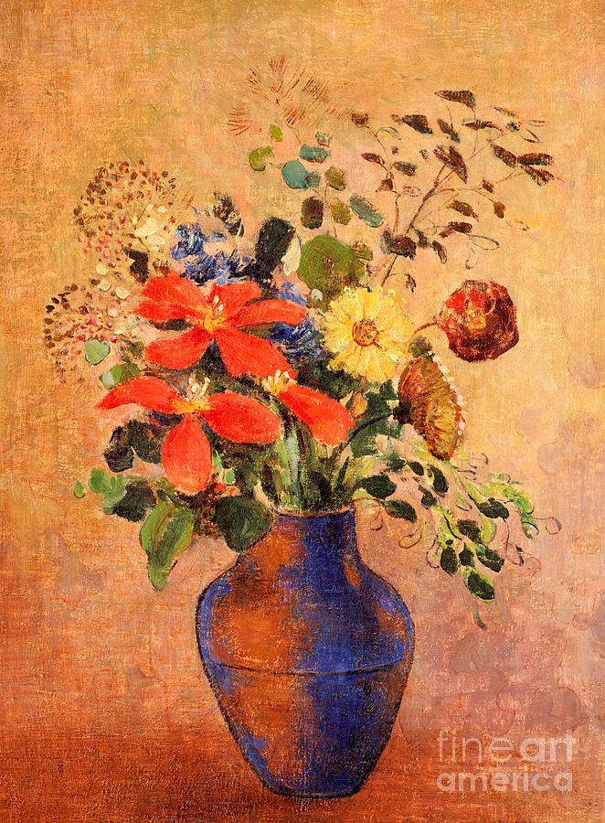 The Blue Vase Painting by Odilon Redon