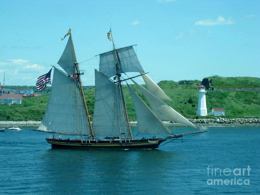 Boat Photograph - American Tall Ship Sails Past McNabs Island by John Malone