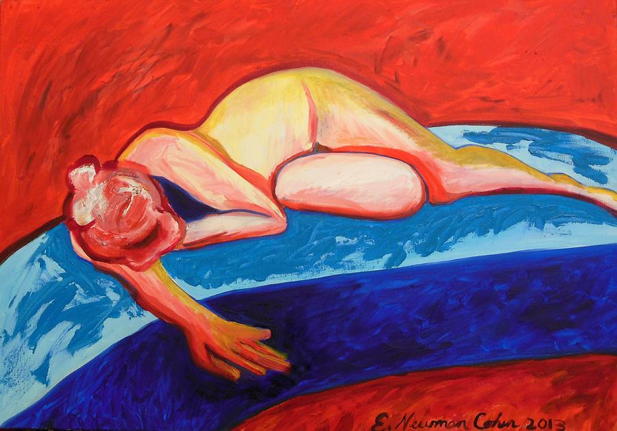 The Blues in Red Rhapsody Painting by Esther Newman-Cohen