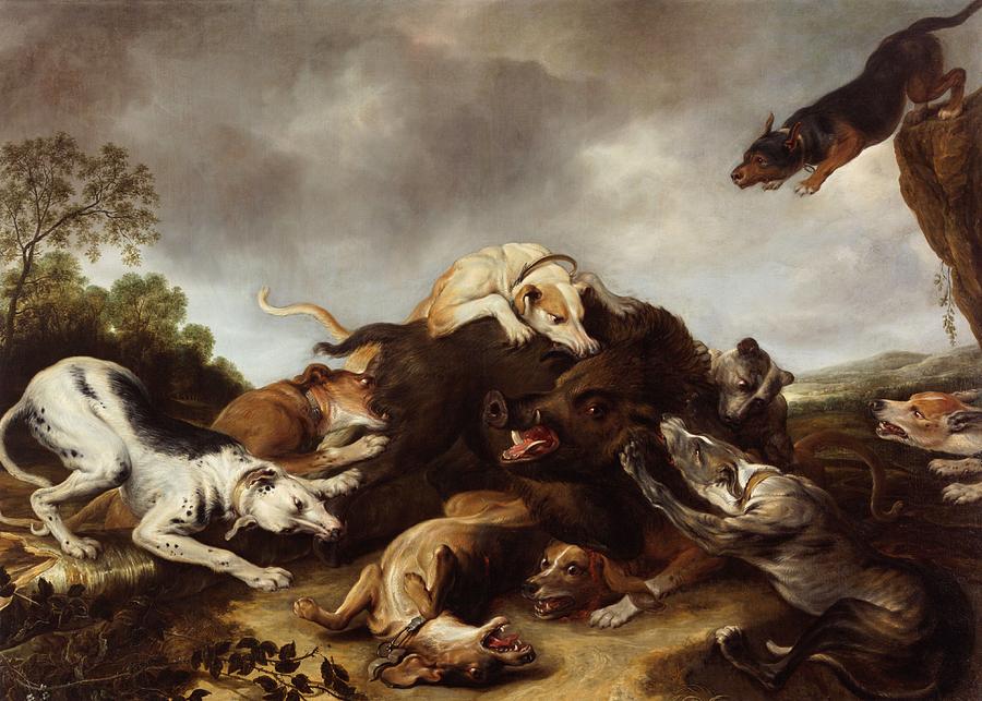 Portrait Painting - The boar hunt by Frans Snyders