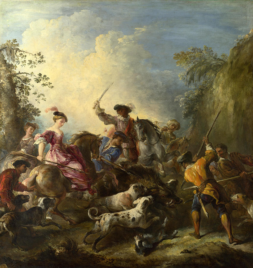 The Boar Hunt Painting by Joseph Parrocel