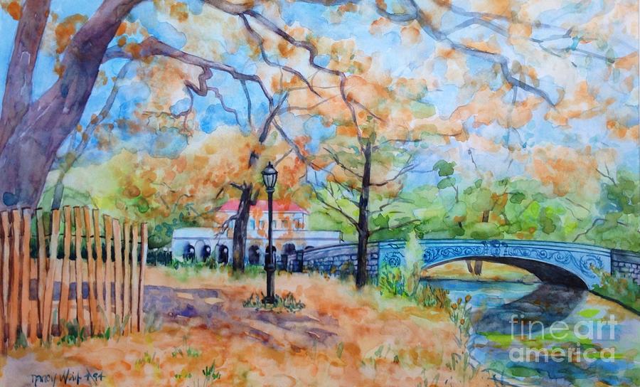 The Boat House and Lullwater Bridge Painting by Nancy Wait