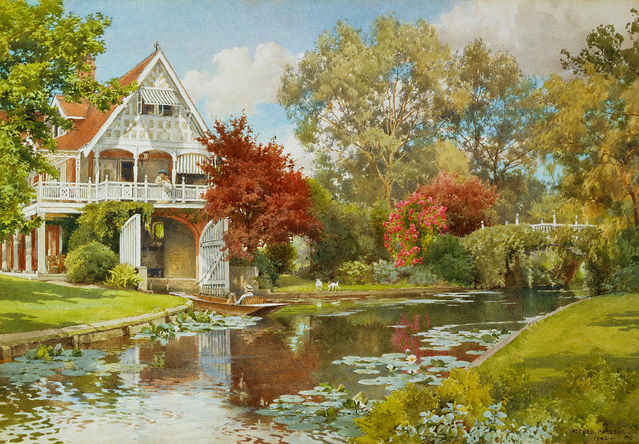 Alfred Parsons Painting - The Boathouse by Alfred Parsons