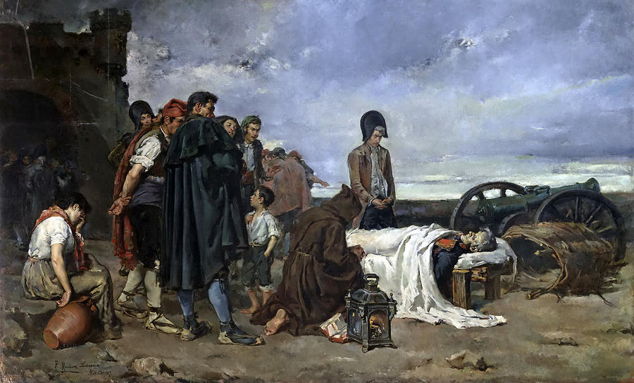 Dead Man Painting - The body of General Alvarez de Castro by Tomas Munoz Lucena