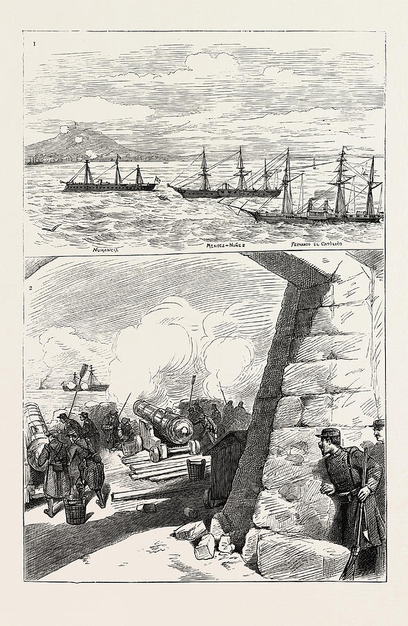 Shell Drawing - The Bombardment Of Alicante by Spanish School