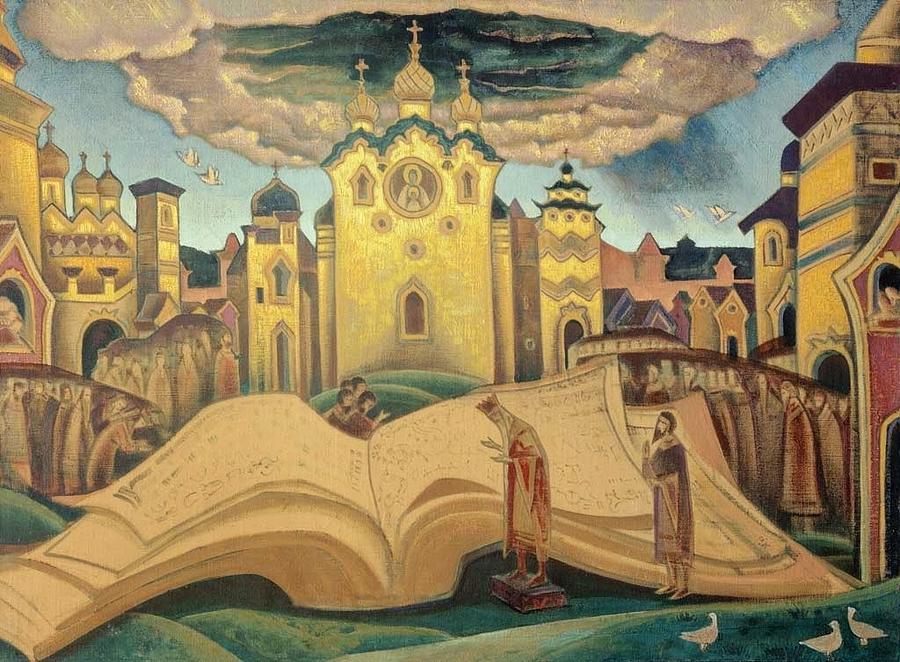 Nicholas Roerich Painting - The Book of Doves by Nicholas Roerich