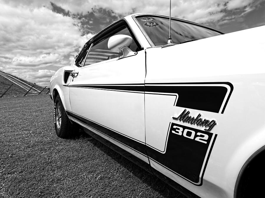 The Boss - 69 Mustang 302 in Black and White Photograph by Gill Billington