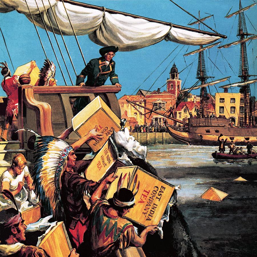 George Washington Painting - The Boston Tea Party by English School