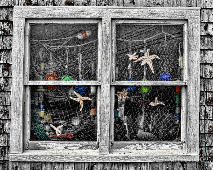 Nautical Photograph - The Bouy Shack Window by Pat Davidson
