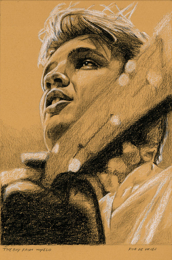 Elvis Drawing - The Boy from Tupelo by Rob De Vries Elvis Drawing - The Boy from Tupelo by Rob De Vries