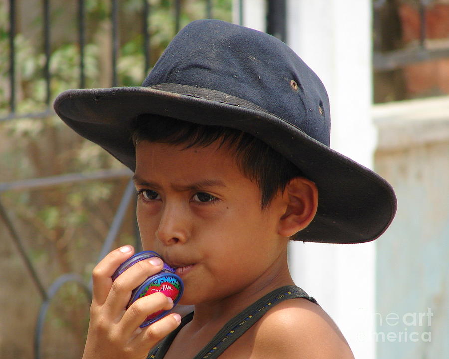 Portrait Photograph - The Boy in the Black Hat by Lew Davis