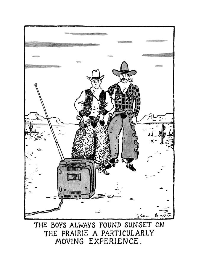The Boys Allways Found Sunset On The Prairie Drawing by Glen Baxter The Boys Allways Found Sunset On The Prairie Drawing by Glen Baxter