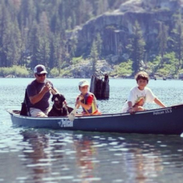 The Boys And Sadie On Canoe Photograph by Pascale Cerdan- Mccartt