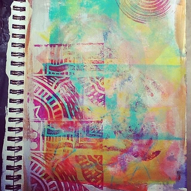 Gelli Photograph - The Brayer-cleaner-stamp-off Page From by Donna Johnson
