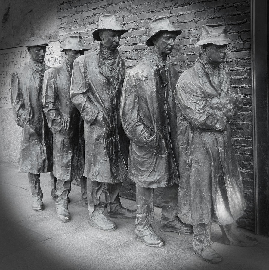 The Breadline BW - FDR Memorial Photograph by Emmy Marie Vickers