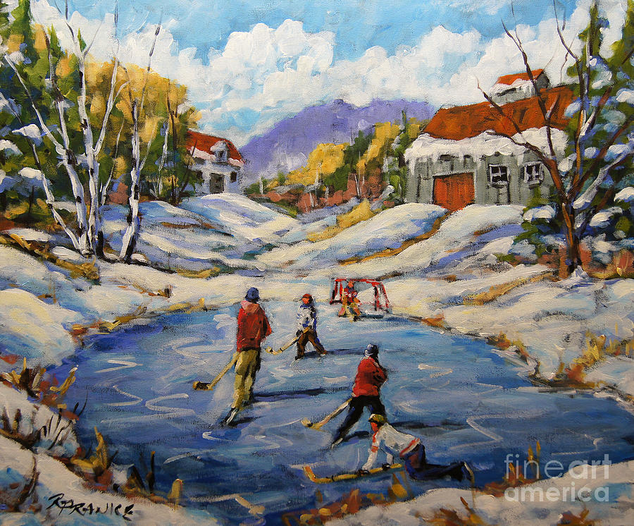 Hockey Painting - The Break Away by Prankearts by Richard T Pranke