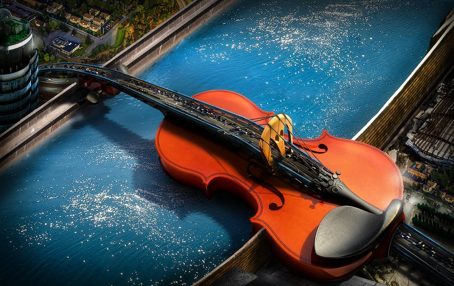Musical Instrument Digital Art - The Bridge by Alessandro Della Pietra