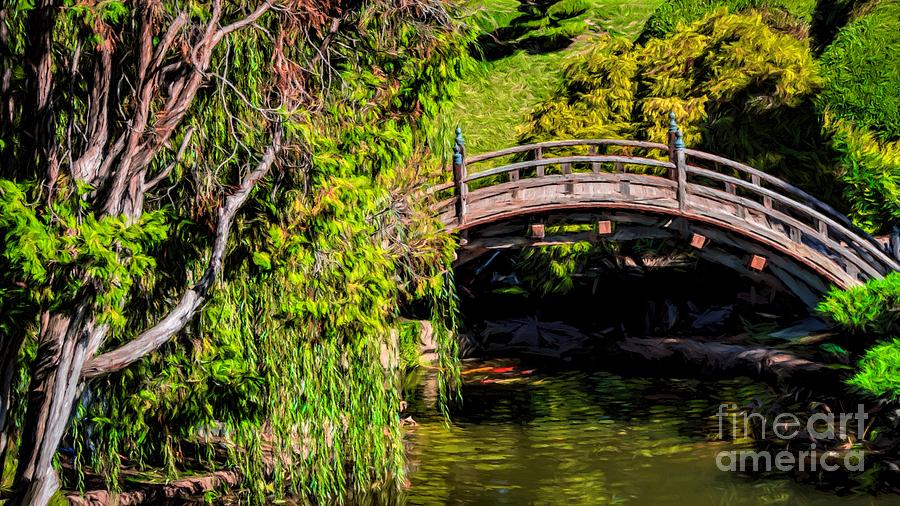The Bridge in the Japanese Garden Photograph by Peggy Hughes