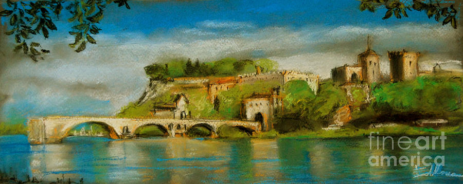 The Bridge Of Avignon Pastel by Mona Edulesco