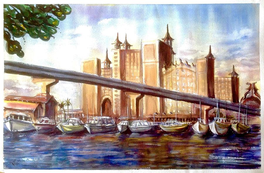 The bridge to Paradise Island Painting by Katerina Kovatcheva