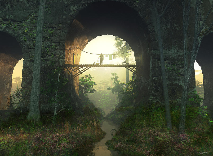 Sunset Digital Art - The Bridge Under the Bridge by Cynthia Decker