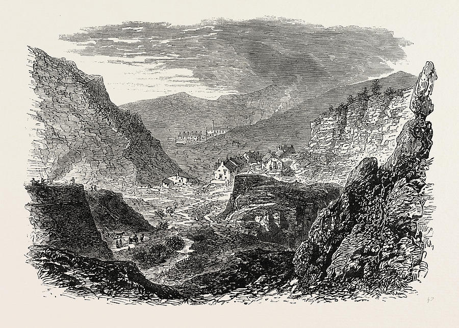 Vintage Drawing - The British Association At Bath The Village And Quarries by English School