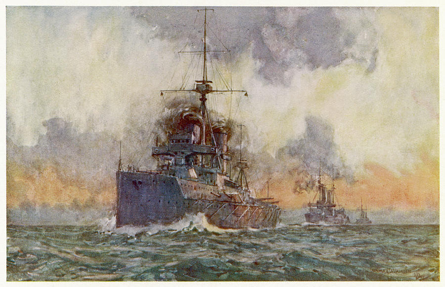 The British Battleship In Line Astern Drawing by Mary Evans Picture Library