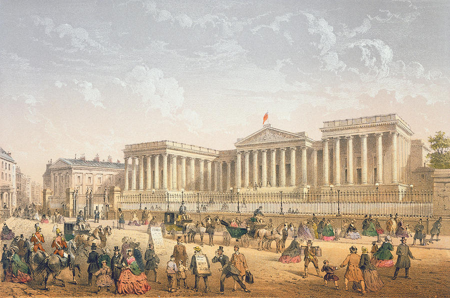 Russell Square Drawing - The British Museum, C.1862 by Achille-Louis Martinet