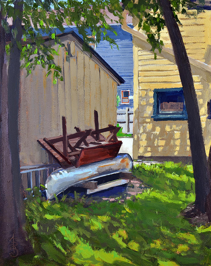 Canoe Painting - The Broken Canoe by Anthony Sell Canoe Painting - The Broken Canoe by Anthony Sell