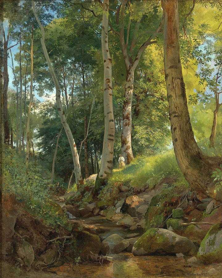 The Brook Painting by Ivan Shishkin