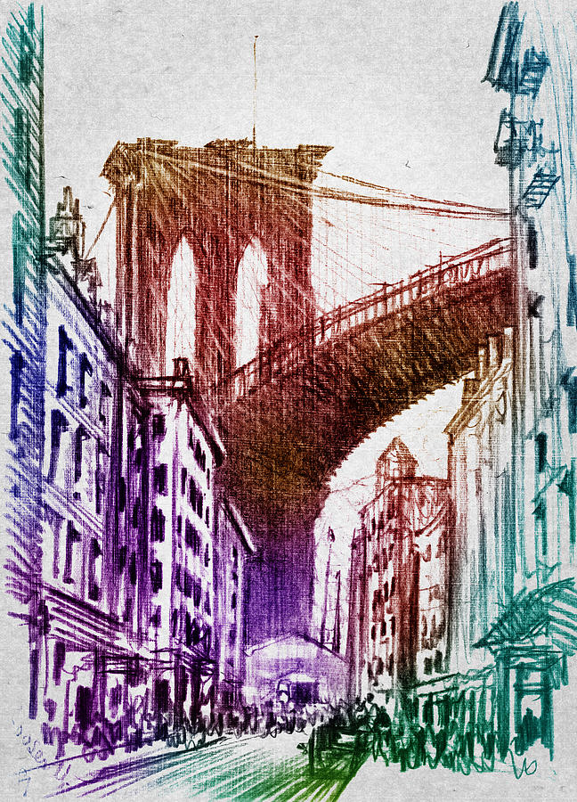 Brooklyn Bridge Digital Art - The Brooklyn Bridge by Aged Pixel