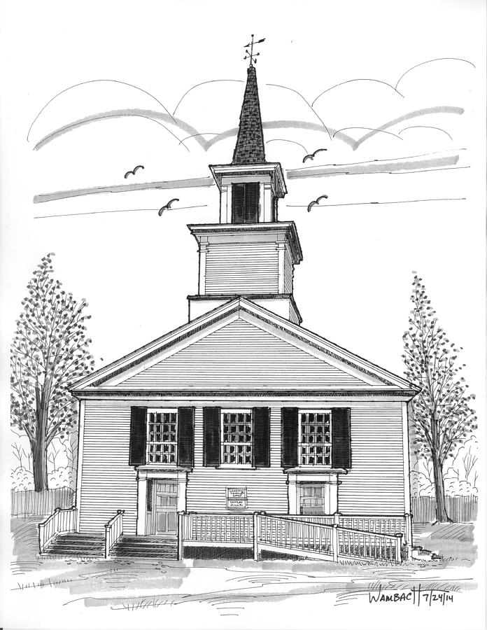 The Brownington Congregational Church Drawing by Richard Wambach