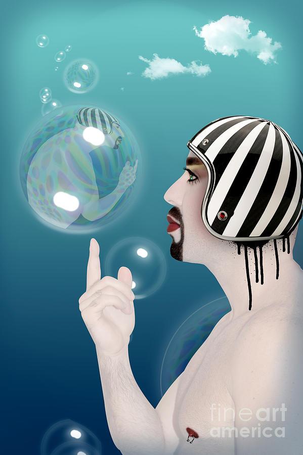 Unique Digital Art - the Bubble man by Mark Ashkenazi