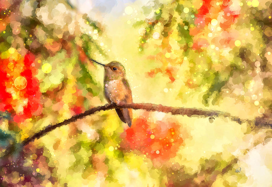 Hummingbird Painting - The Bubbly World of a Hummingbird by Angela Stanton