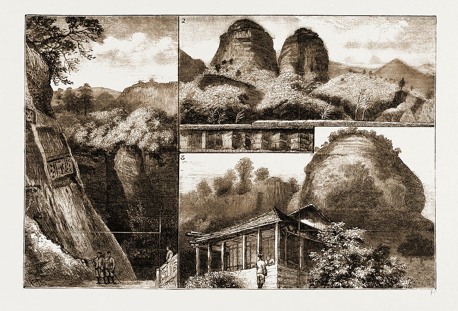 Vintage Drawing - The Buddhist Monastery Of Tan Ha Shan, Or Red Cloud Mountain by Litz Collection