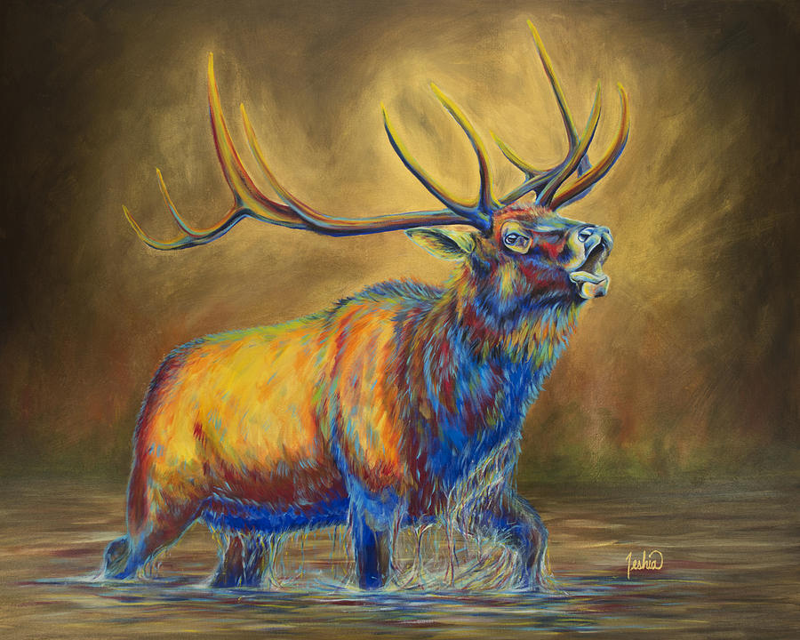 Elk Painting - The Bugle by Teshia Art