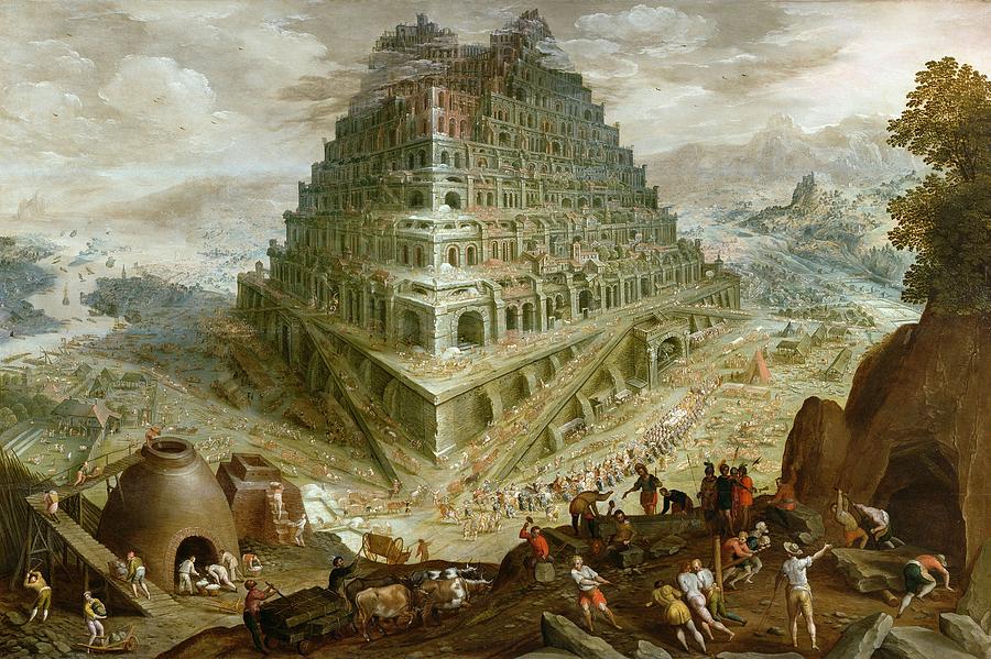 Genesis Painting - The Building Of The Tower Of Babel by Marten van Valckenborch