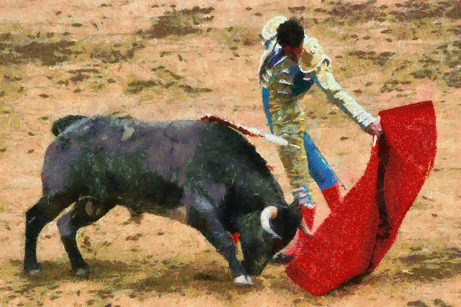 Bull Painting - The Bullfighter by Dancin Artworks