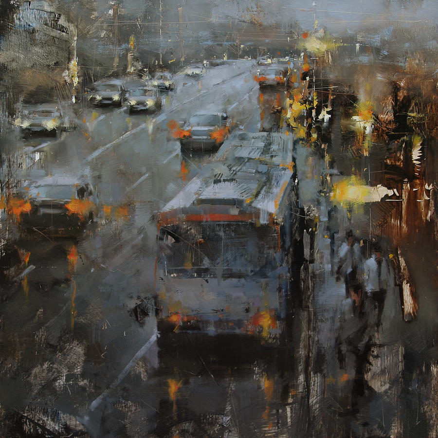 The Bus Stop Painting by Tibor Nagy
