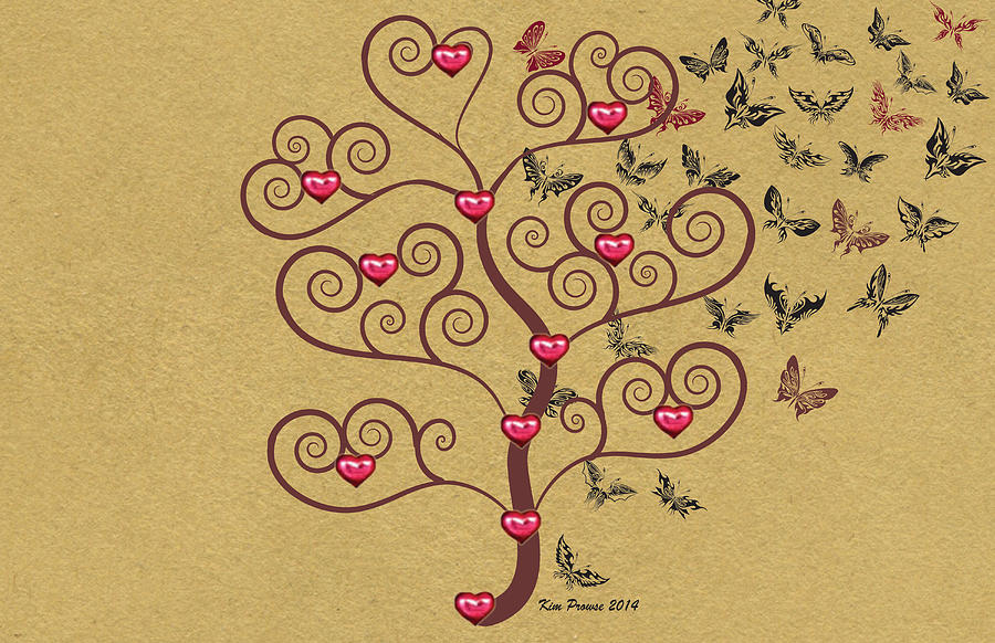 the Butterly heart Tree Digital Art