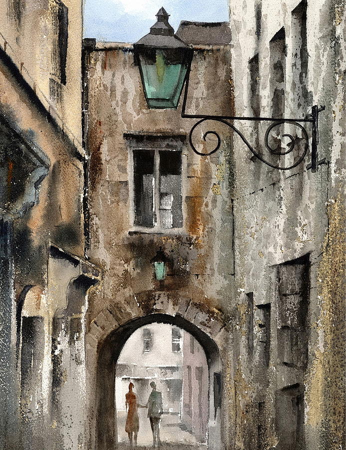 Castle Painting - KILKENNY  The Butterslip   by Val Byrne