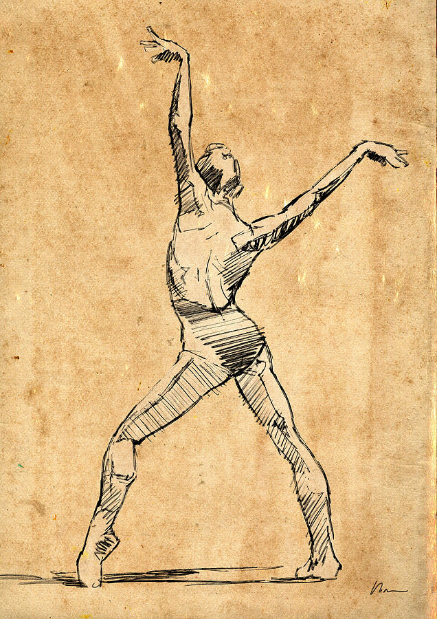 Ballet Drawing - The Button by H James Hoff Ballet Drawing - The Button by H James Hoff
