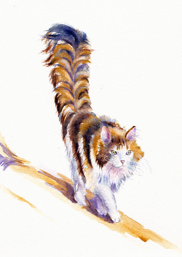THE calico CAT THAT WALKED BY HIMSELF Painting by Debra Hall