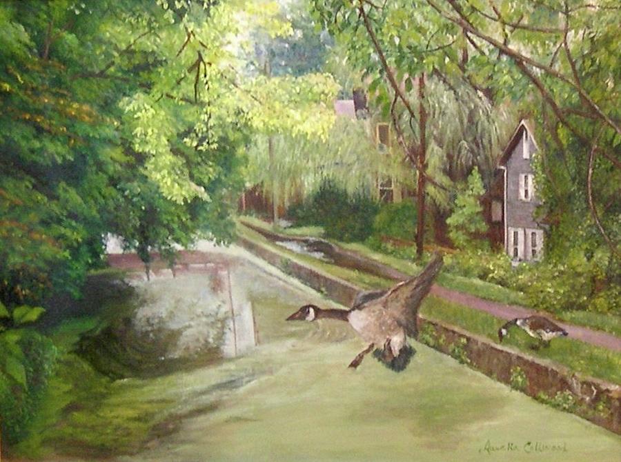 The Canal at New Hope Painting by Aurelia Nieves-Callwood