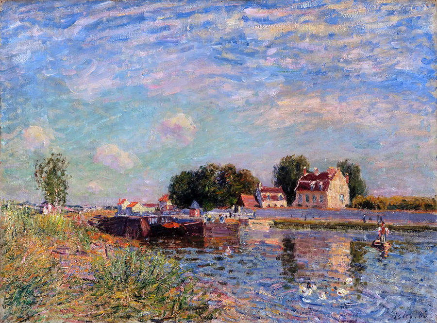 Alfred Sisley Painting - The Canal at Saint-Mammes by Alfred Sisley