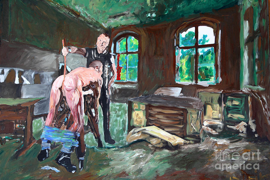 Nude Painting - The cane - der Rohrstck - 2554 by Lars  Deike
